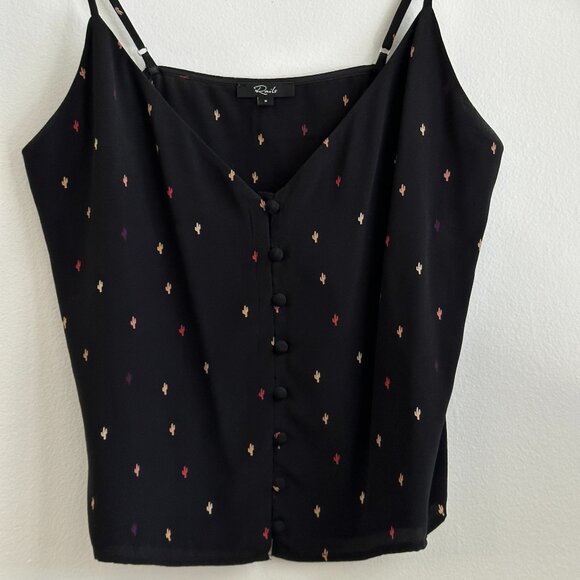 Rails Aubry Black Rainbow Cactus Print Silk Camisole - S - Picture 1 of 7